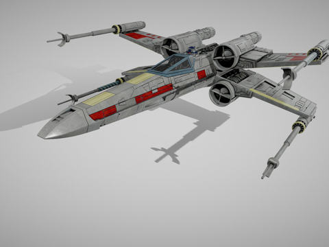  星球大战X翼战斗机带内饰3d模型 