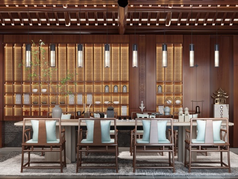  中式茶室3d模型 