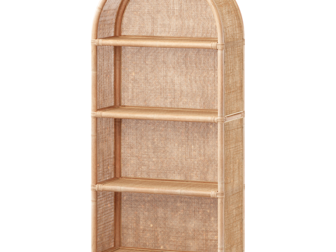  北欧简约书柜 装饰柜 矮柜 藤编装饰柜3d模型 