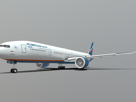  波音777俄罗斯航空3d模型 
