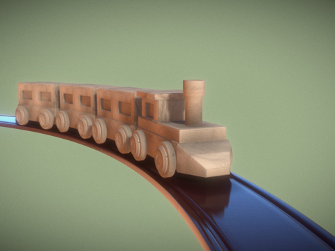  木制火车3d模型 