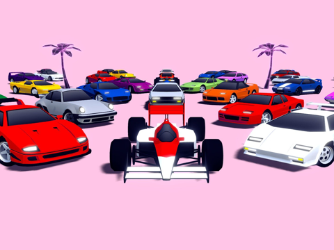  街机-复古超级跑车3d模型 