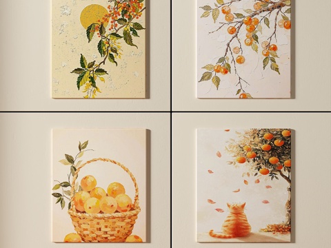  现代，肌理，简约，奶油风，复古，组合，装饰画3d模型 