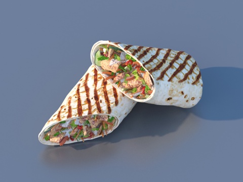  菜卷 卷饼 食物 食品3d模型 