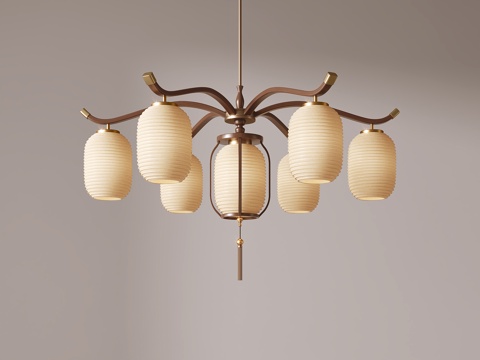  新中式吊灯 餐厅吊灯 多头吊灯3d模型 