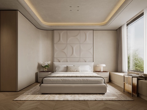  现代卧室3d模型 