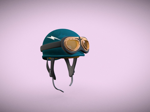  复古摩托车头盔3d模型 