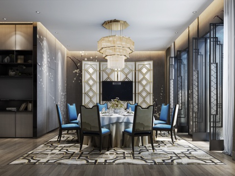  现代餐厅 餐桌 餐椅 主题餐厅 饭店 包厢 包间3d模型 