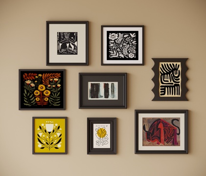  现代挂画3d模型 