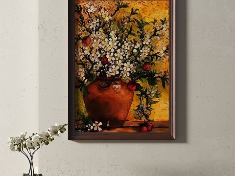  中古，复古，新中式，装饰画3d模型 