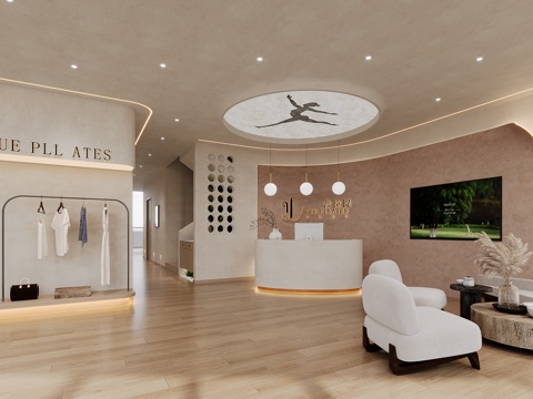  瑜伽馆前台大厅3d模型 