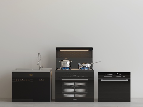  洗菜盆洗碗机一体机 集成灶 消毒柜3d模型 