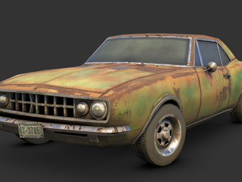  生锈的1960年代肌肉车3d模型 