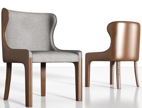  现代皮革布艺单椅组合3d模型 