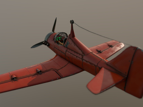  风格化旧飞机3d模型 