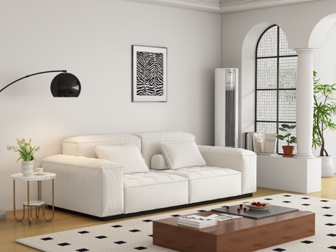  现代奶油风双人沙发3d模型 