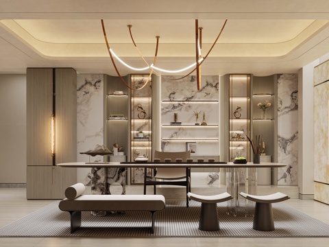  现代茶室3d模型 