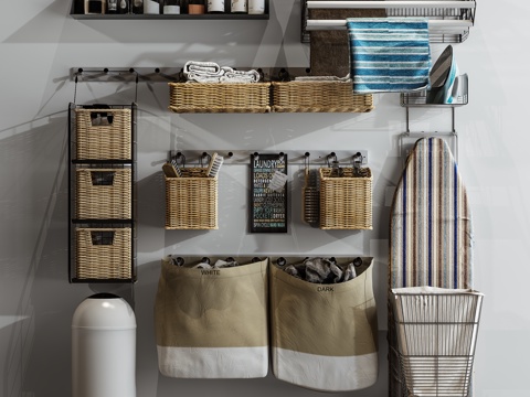  现代卫生间 装饰品 竹蓝布袋子3d模型 