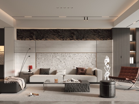  现代意式客厅3d模型 