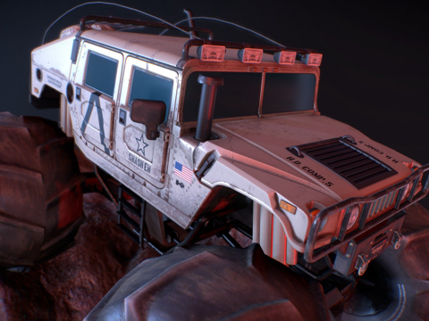  悍马H1怪物卡车3d模型 