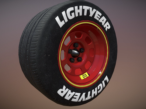  闪电麦昆车轮、轮辋和轮胎3d模型 