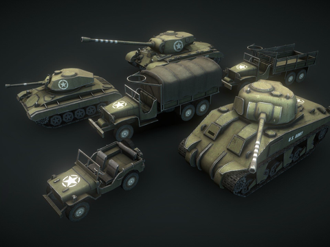  二战美国低多边形坦克 #23d模型 