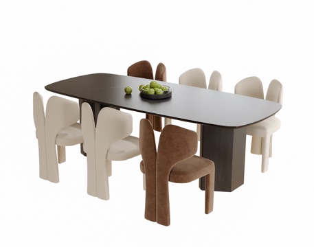 现代餐桌椅 餐椅su模型