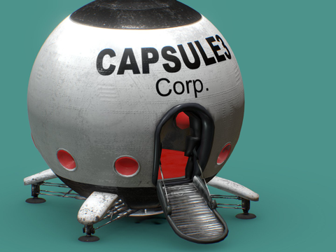  胶囊公司飞船 - 中多边形模型3d模型 