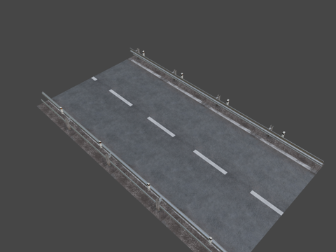  道路-带路边护栏3d模型 