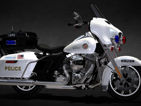  哈雷戴维森FLHTP-伊莱克特拉滑翔警察洛杉矶3d模型 