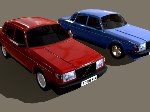  沃尔沃240风格轿车可下载3d模型 