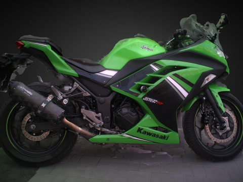  绿色自行车3d模型 