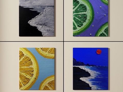  现代，肌理，简约，奶油风，复古，组合，装饰画3d模型 