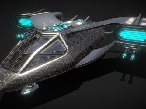  带驾驶舱、内部和奖励的宇宙飞船3d模型 