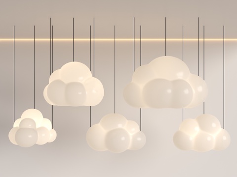 云朵装饰 云朵吊灯 球形云朵 现代吊灯 装饰吊灯 云朵挂件su模型