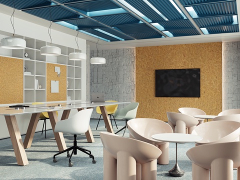  公共办公休闲区茶水间3d模型 