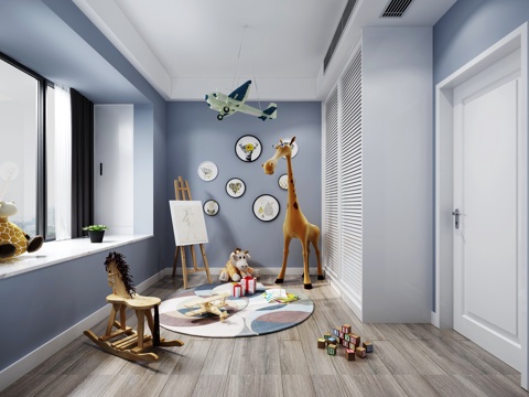  现代儿童房 玩具 卧室3d模型 