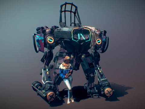  霓虹贫民窟-小破坏者（VR雕塑）3d模型 