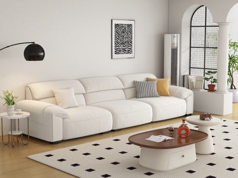  现代奶油风双人沙发3d模型 