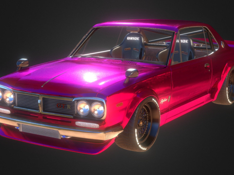  年日产天际线-高多边形内饰3d模型 