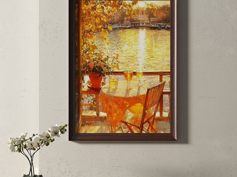  中古，复古，新中式，装饰画3d模型 