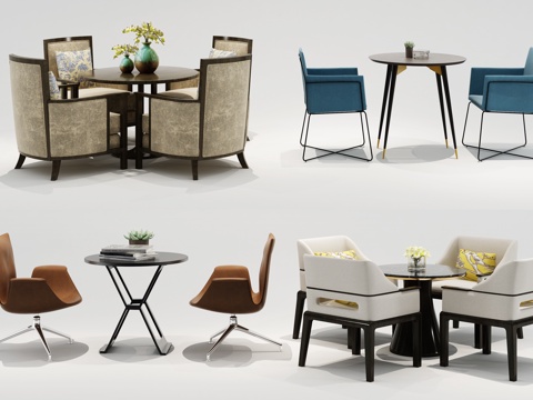  中式休闲桌椅组合3d模型 