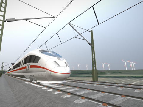  ICE 3列车在数字地形模型上 - 测试23d模型 