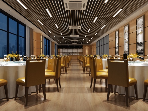  现代餐厅 火锅店 自助餐厅 中餐厅 餐桌椅3d模型 