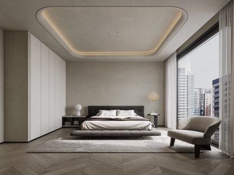  现代卧室3d模型 