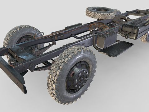  ZIS-150_1956_车架+车轮3d模型 