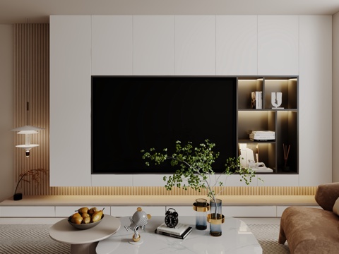  现代电视背景墙3d模型 