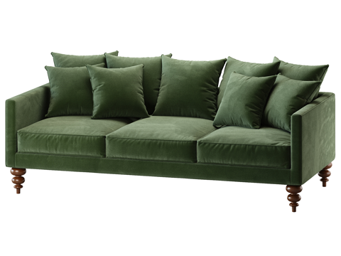  现代简约双人沙发 双人沙发 简约沙发 客厅沙发 抱枕  绿色3d模型 