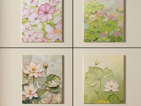  现代，肌理，简约，奶油风，复古，组合，装饰画3d模型 