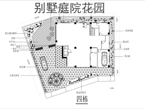 别墅庭院景观花园cad施工图